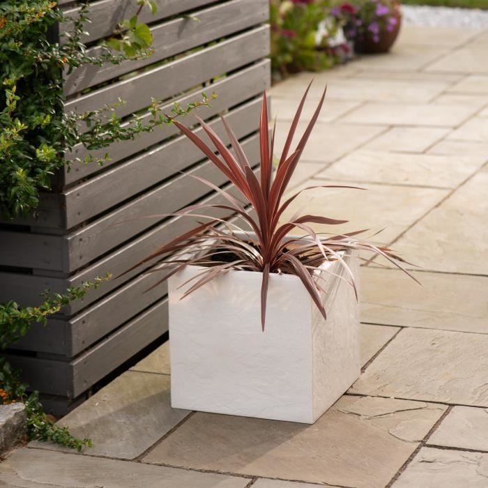 Image secondaire de Pot de fleur - STRATA - L - Carré - Riven - Ø 38.5cm x 46.5cm H - Couleur pierre