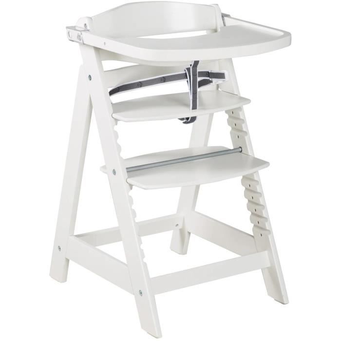 Chaise haute évolutive - ROBA - SIT UP CLICK & FUN - Plateau repas amovible - Hauteur réglable - Jusqu'a 70 Kg - Bois Laqué Blan