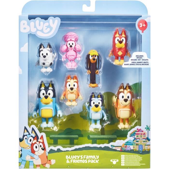 Image secondaire de Figurines - BLUEY - Coffret 8 personnages - Figurines articulées - Univers de la série - Mixte