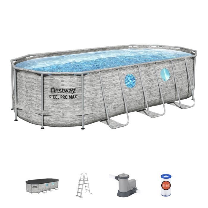 Kit Piscine Hors Sol Tubulaire BESTWAY Steel Pro Max - Ovale 549 x 274 x 122 cm