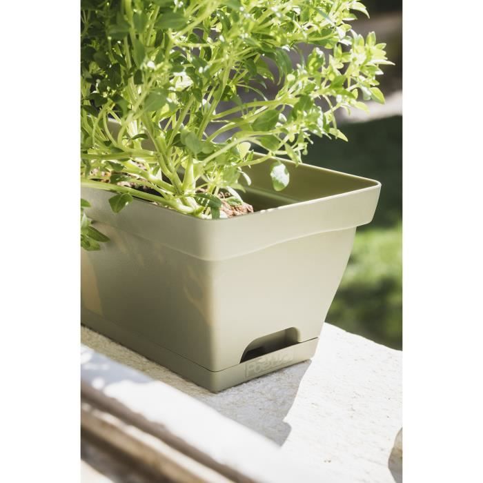 Jardiniere pour balcon - Jardiniere avec support - 49x28x20,5 cm - Contenance 11 litres - Coloris Kaki - PoeTIC