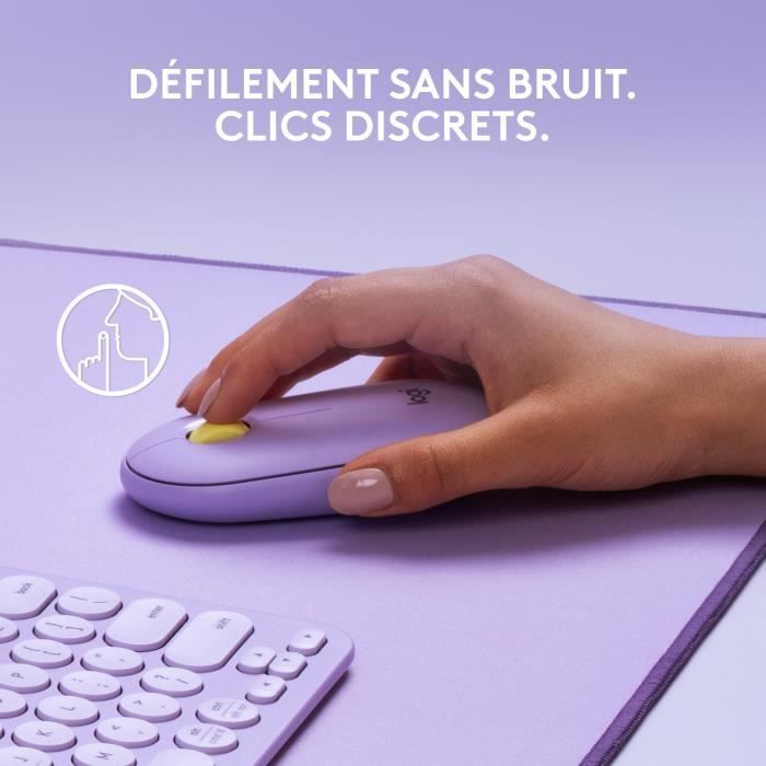 Logitech - Souris sans fil M350 avec Bluetooth - Lavender Lemonade