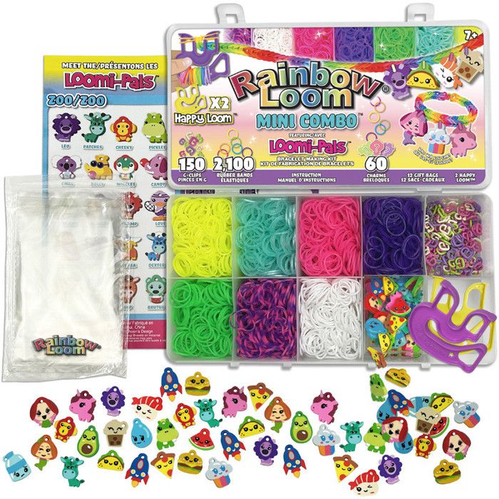 Image secondaire de Coffret fabrication de bracelets - BANDAI - Rainbow Loom Mini Combo Set Loomi Pals - 2100 élastiques / 60 charms
