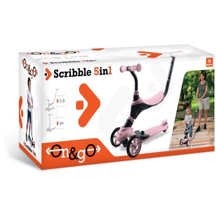 Image secondaire de Draisienne - MONDO - On&Go Scribble 5-en-1 - Pliable - Noir / Rose