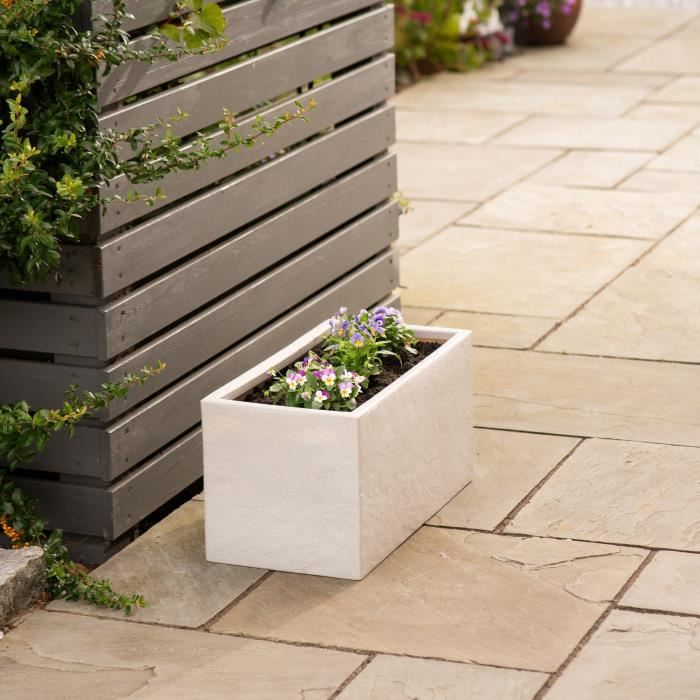 Image secondaire de Pot de fleur - STRATA - Riven trough - Ø 38.5cm x 17.5cm H x 46.5cm L - Couleur pierre