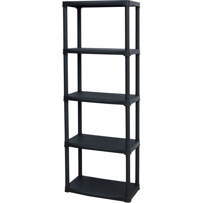 Étagère de Rangement TOOD ETA 635 - 5 Tablettes en Plastique Noir - 60 x 30 x 176 cm
