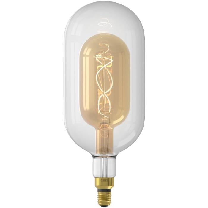 Lampadina LED E27 - CALEX - DECO XXL SUNDSVALL - Filamento a spirale singola - 3W - 240 lm - 2200 K - Trasparente / Oro bianco caldo