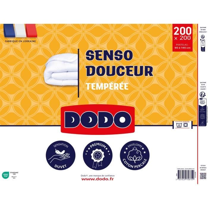 Image secondaire de DODO - Couette tempérée 350 g/m² - SENSO DOUCEUR - 200 x 200 cm - Blanc
