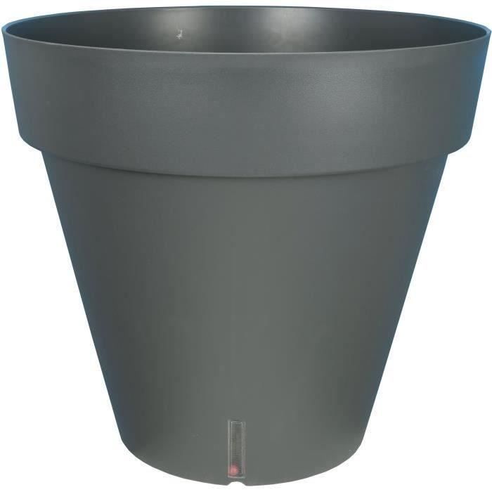 Fioriera rotonda RIVIERA LOFT - Plastica - Diametro 30 cm - Grigio