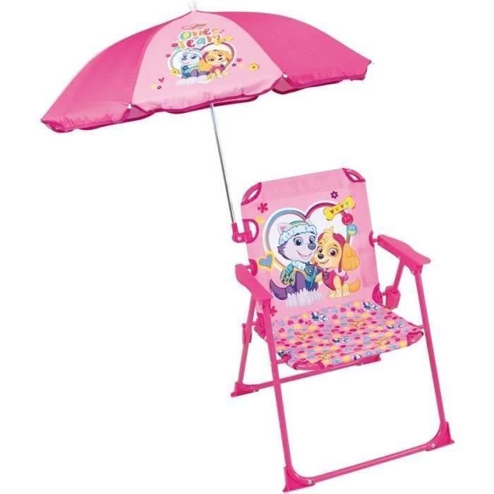 FUN HOUSE PAT'PATROUILLE Stella Everest Sedia da campeggio pieghevole - H.38.5 x L.38.5 x P.37.5 cm - Con ombrellone ø 65 cm