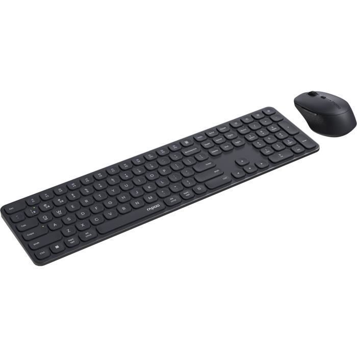Image secondaire de Ensemble Clavier-Souris Sans Fil RAPOO 9810M - Multimode - Gris Foncé