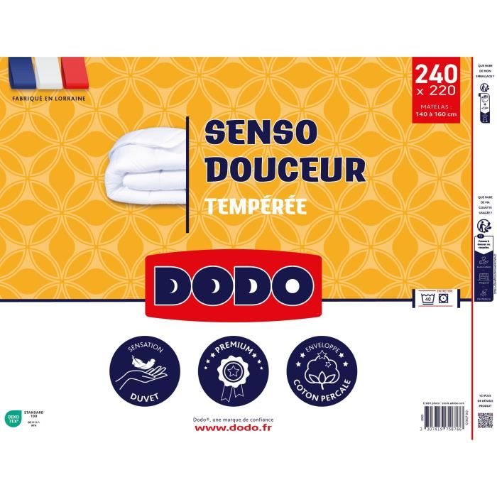 Image secondaire de DODO - Couette tempérée 350 g/m² - SENSO DOUCEUR - 220 x 240 cm - Blanc
