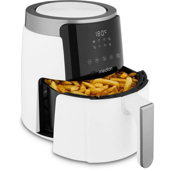 Image secondaire de Friteuse a air chaud - MEDION - MD13030 - Digitale - Airfryer - 1500 watts - Minuterie 60 min - Jusqu'a 200°C - 4,7 L - Blanc