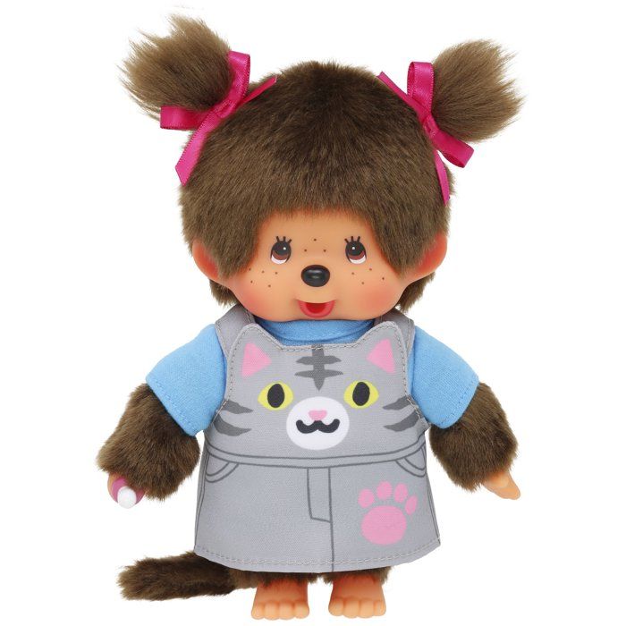 Image secondaire de Peluche Monchhichi Salopette Chat Rose - 20 cm