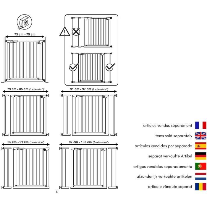 Barrera de seguridad 72 5 a 79 5 cm color blanco material WEBABY uso en hogares