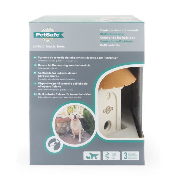 PetSafe - Systéme Anti-Aboiement Exterieur pour Chien a Ultrason Deluxe, Sans Collier, Portée de 15m, Résistant, Automatique