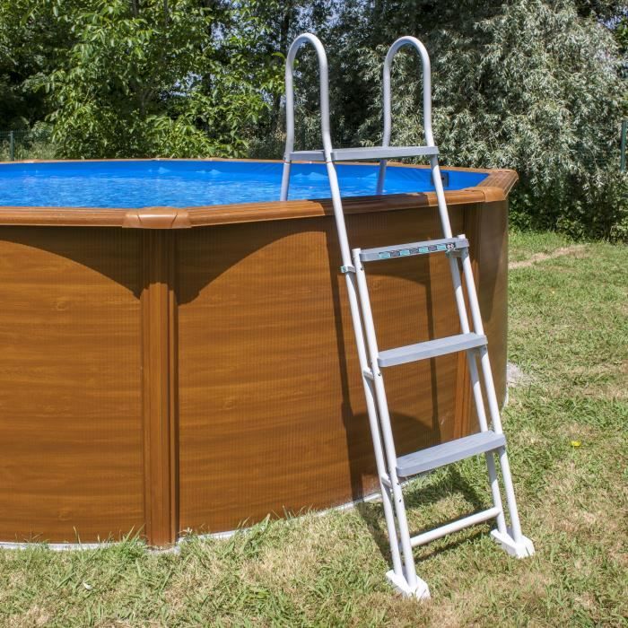 GRE - Échelle de sécurité grise pour piscine de hauteur 1,20m ou 1,32m
