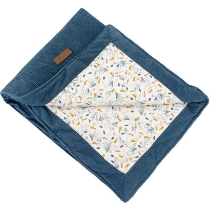 Coperta double face - DOMIVA - AU FIL DE L'EAU - 75 x 100 cm - Indaco