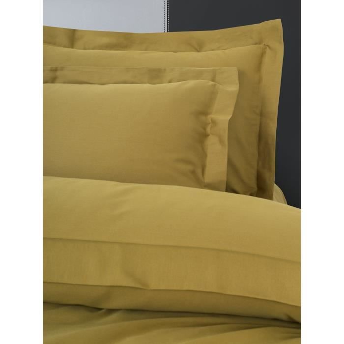 Image secondaire de Parure de lit - 1 housse de couette 220 x 240 cm + 2 taies d'oreiller 60 x 60 cm - Satiné 100% coton - Moutarde