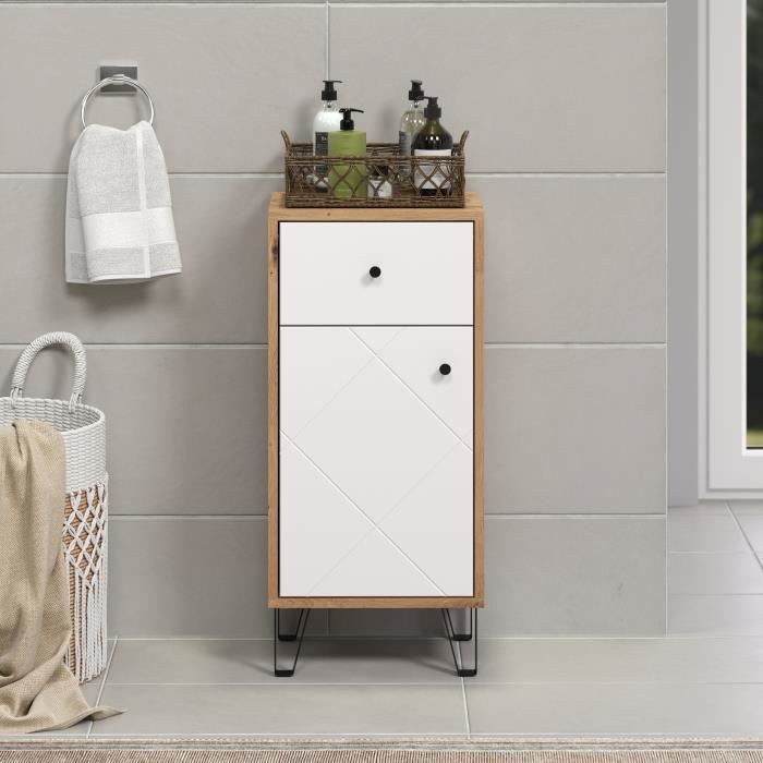 Bathroom Cabinet Touch Matte White Oak Decoration