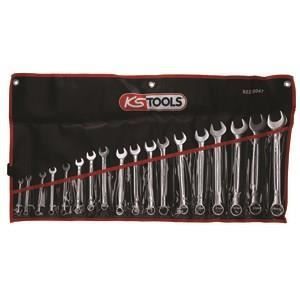 Juego de llaves combinadas m�tricas de 18 piezas - KS TOOLS - 922.0047 - En estuche - 6 a 24 mm - �ngulo de horquilla de ojo inclinado 15�