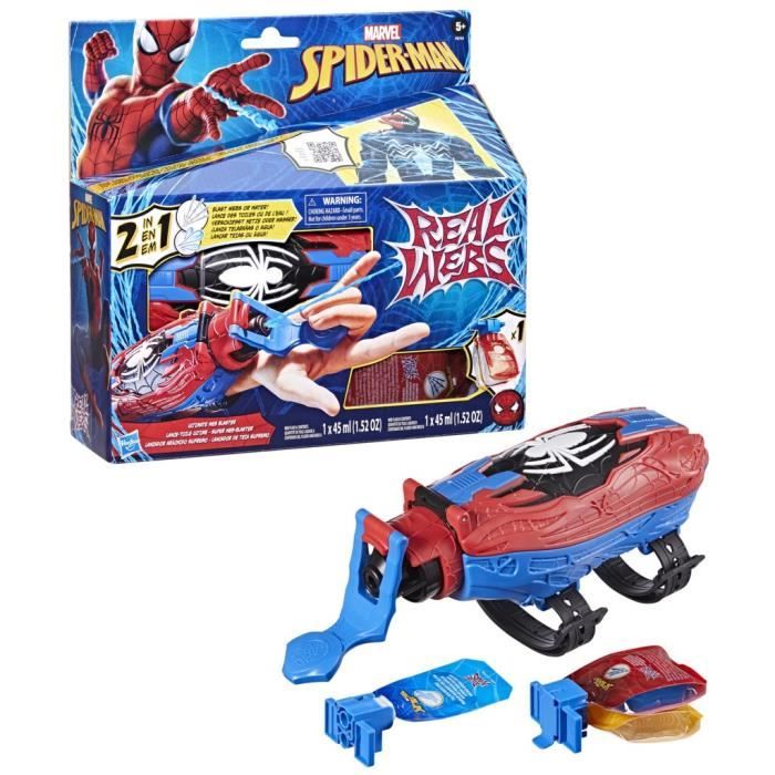 Ultimate Spider-Man Web Shooter Blaster 2 in 1, giocattolo da vestire di Spider-Man, dai 5 anni, Marvel Spider-Man Real Webs