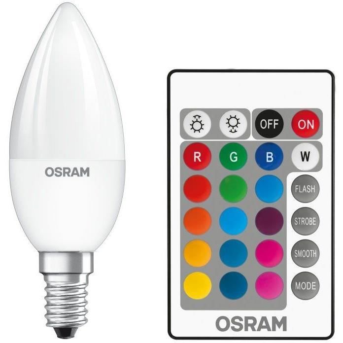 OSRAM Ampoule LED STAR+ Flamme RGBW dépradiateur var 4,5W=25 E14 ch
