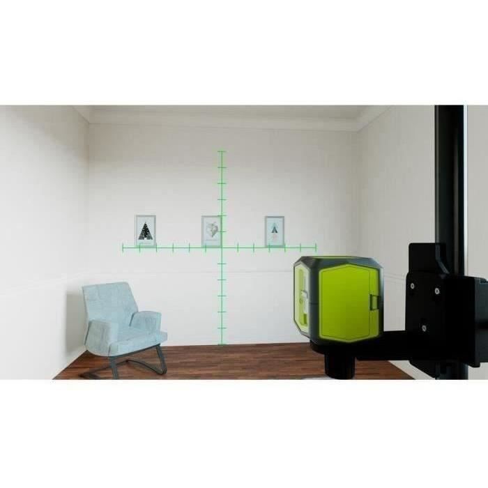 Image secondaire de RYOBI - Laser croix vert avec traits de repere - portée 15 m - précision +/- 0,5 mm - Livré avec une cible et 2 piles - RBCLLG2