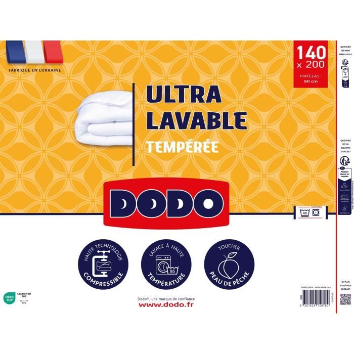 Image secondaire de DODO - Couette tempérée 300 g/m² - ULTRA LAVABLE - 140 x 200 cm - Blanc