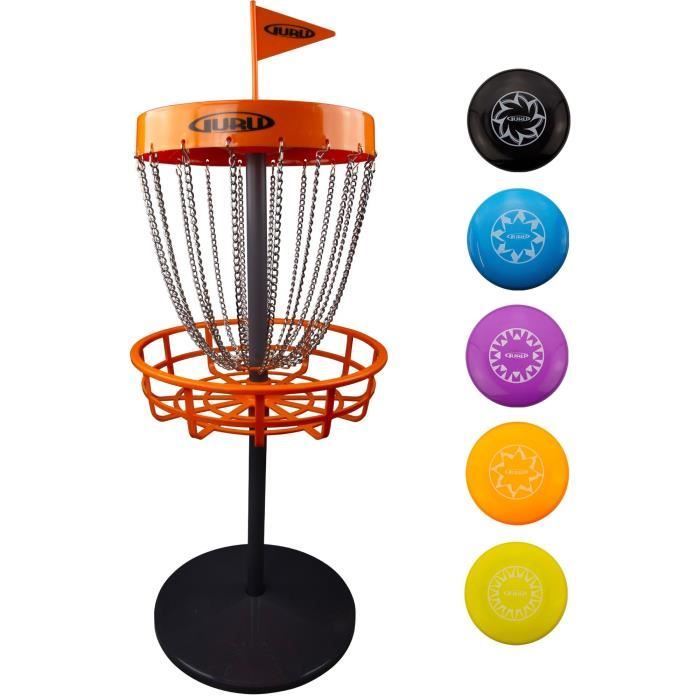Mini cesta de disc golf - SCHILDKROT 6 Guru - 5 mini discos - Juego interior/exterior - Hasta 5 jugadores