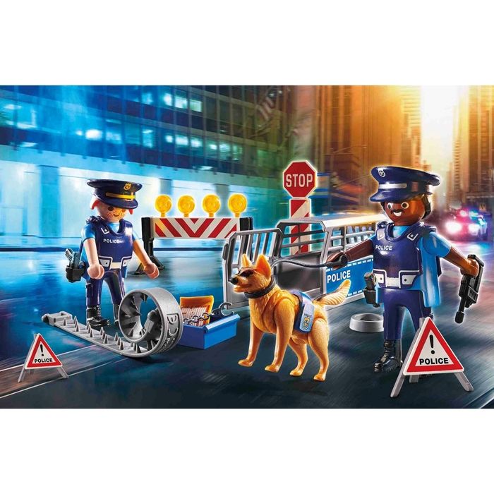 Image secondaire de Barrage de Police PLAYMOBIL avec Chien et Accessoires