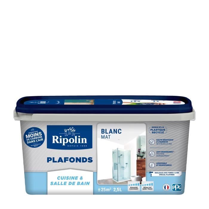 Kitchen & bathroom ceiling paint - Matt white - RIPOLIN - 2.5L