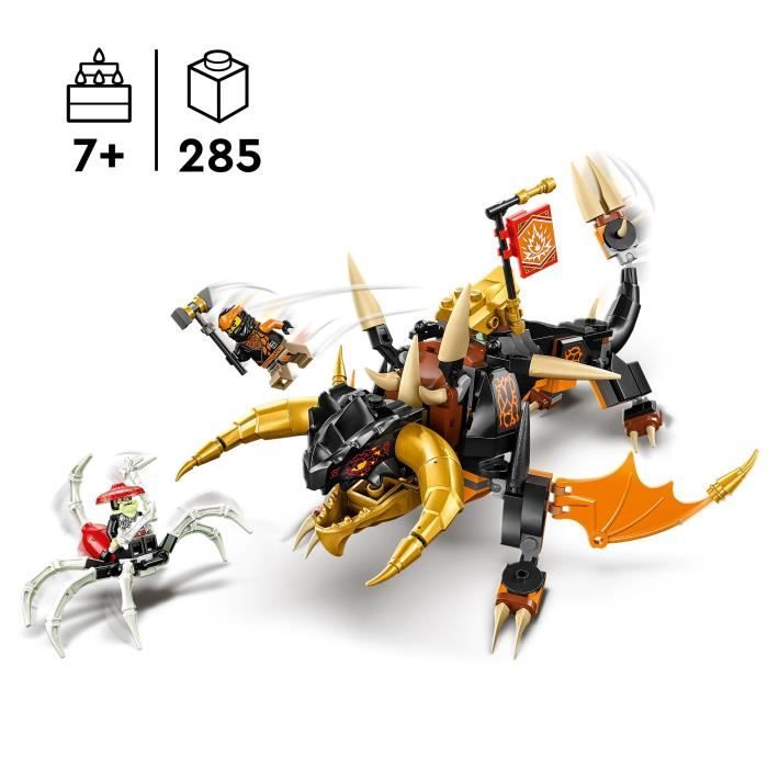 LEGO NINJAGO 71782 Le Dragon de Terre de Cole – Évolution, Jouet avec 2 Minifigurines