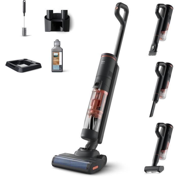 Aspirateur Balai Laveur sans fil - PHILIPS XW6264/11 - 21,6 V - 450 ml - 2500 trs/min - Corail