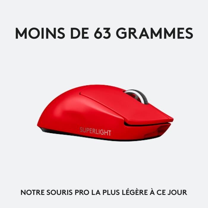 Souris Gamer droitier - Sans fil - LOGITECH G - Pro X Superlight - Rouge