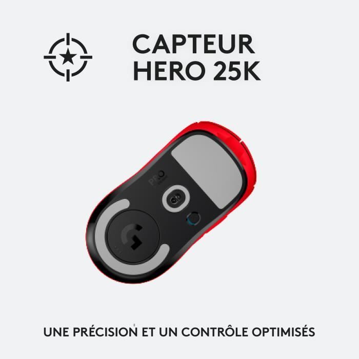 Souris Gamer droitier - Sans fil - LOGITECH G - Pro X Superlight - Rouge