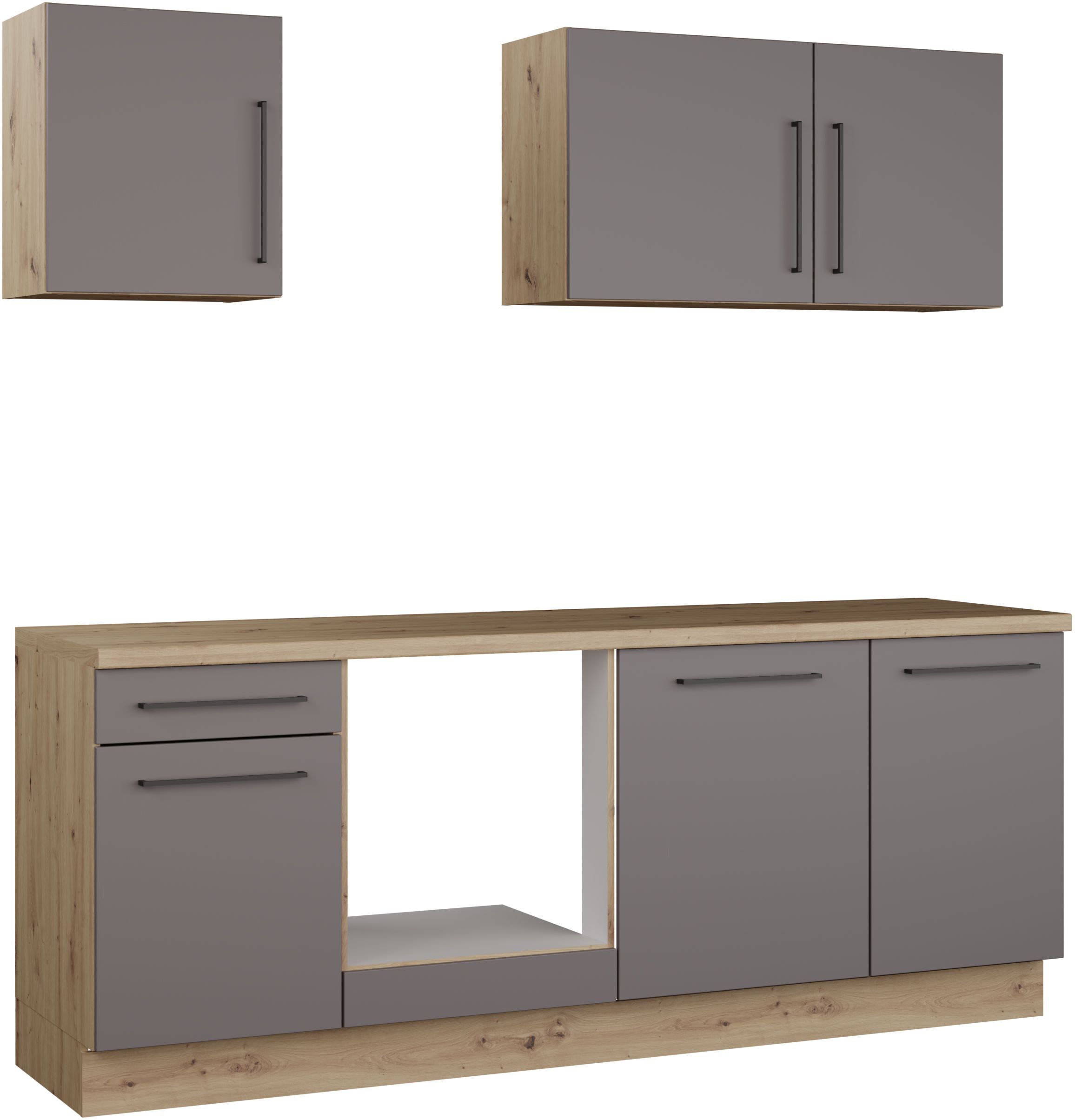 Bloc Cuisine NOVACOOL en Chêne et Gris Foncé avec Plan de Travail