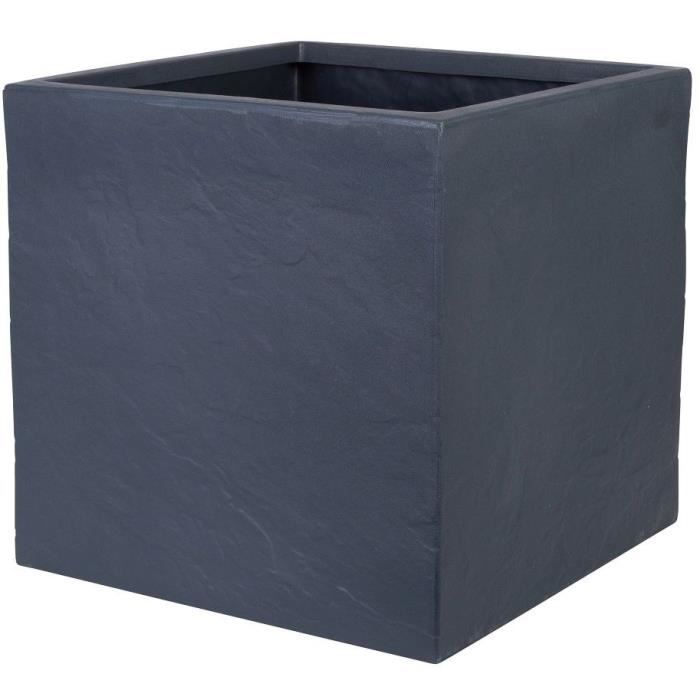 Pot de fleur - STRATA - L - Carré - Riven - Ø 38.5cm x 46.5cm H - Couleur graphite