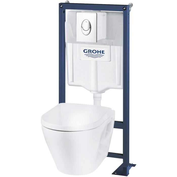 WC encastré GROHE - Céramique - Réservoir 9L - Abattant frein de chute - Blanc alpin