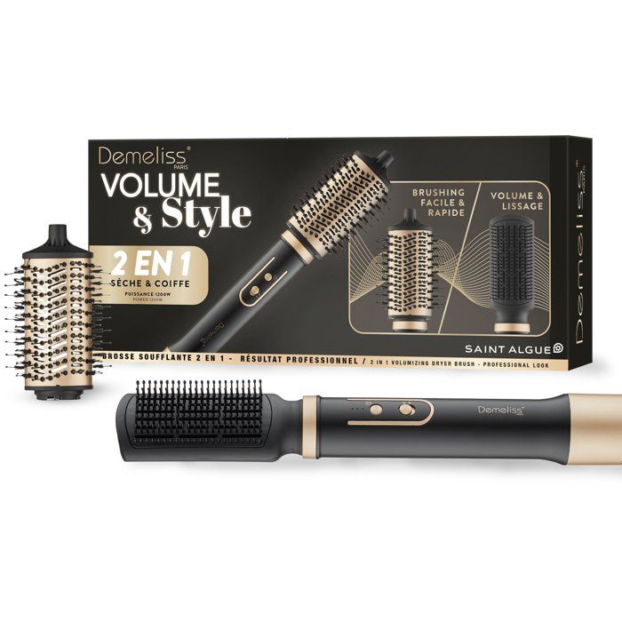 Brosse Soufflante 2-en-1 SAINT ALGUE - Volume & Style Noir/Or