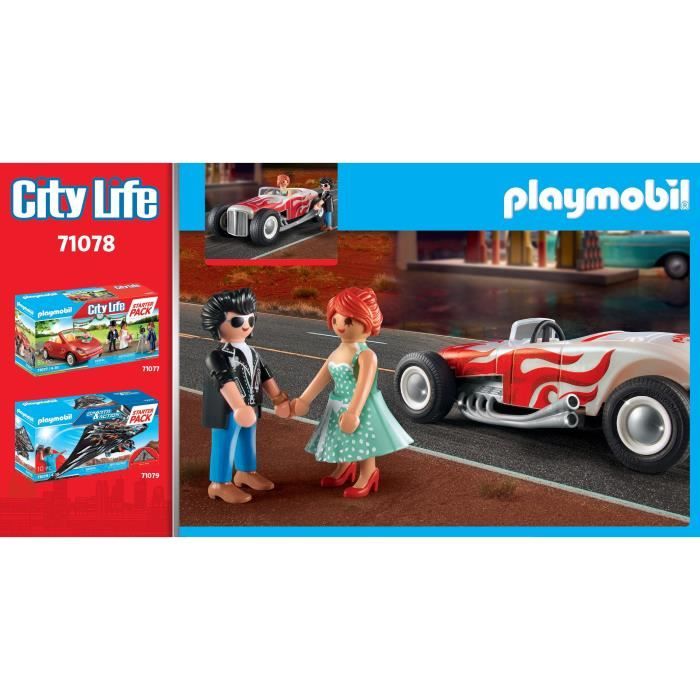PLAYMOBIL - 71078 - City Life - Voiture vintage avec couple - Classic Car 50's