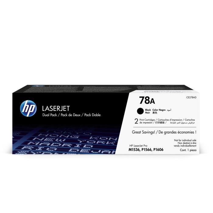 HP 78A Cartouche de toner noir LaserJet authentique (CE278A) pour HP LaserJet M1536/P1566/P1606