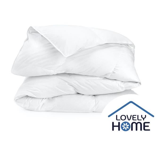 Image secondaire de Couette 220 x 240 cm - LOVELY HOME - Légere - 280 g/m² - Anti-acariens - 2 personnes - Blanc