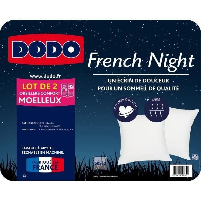 DODO Lot de 2 oreillers French Night - 60 x 60 cm