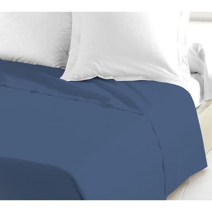 LOVELY HOME Lenzuolo piatto - 240 x 300 cm - 100% cotone - Blu