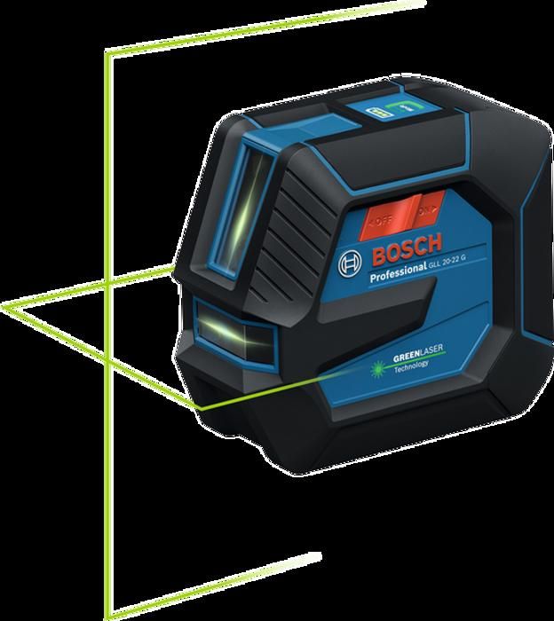 Image secondaire de Laser lignes - BOSCH PROFESSIONAL - GLL 20-22 G - Laser vert - Alimentation Dual Power - Précision ± 0,3 mm/m