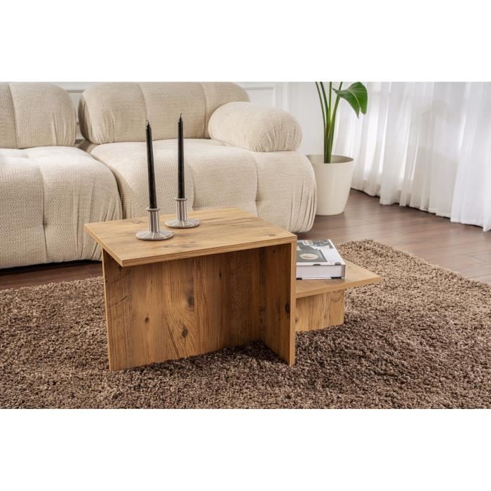 Image secondaire de Table basse - HARMONY - Rectangulaire - Pin Atlantique - 80 x 40 x 40 cm