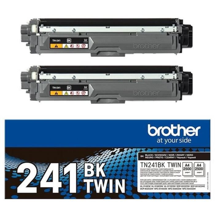 Pack de 2 Toners TN241BKTWIN-BROTHER-Noir-2x2500p.- DCP-9015, DCP-9020, HL-3140, HL-3150, HL-3170, MFC-9140, MFC-9330, MFC-9340