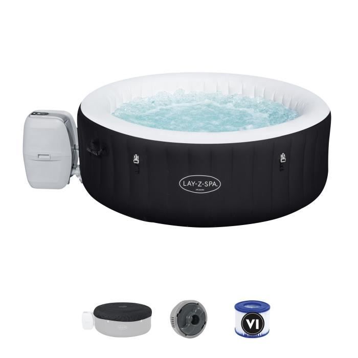 Spa gonflable BESTWAY - Lay-Z-Spa Miami - 180 x 66 cm - 2 a 4 places - Rond (Inclus : couverture, cartouche et diffuseur)