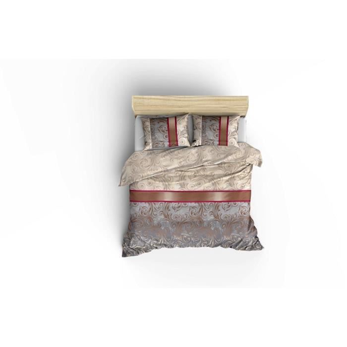 Image secondaire de Parure de lit - 1 housse de couette 220 x 240 cm + 2 taies d'oreiller 60 x 60 cm - 65% coton, 35% polyester - Gris